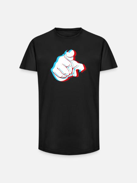 I want YOU - 3D finger - Long Fit Men's T-Shirt - black