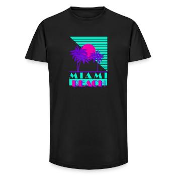Miami Beach 80s - Long Fit Männer T-Shirt - Schwarz - Vorne - AI Model Male 185 light (185cm)