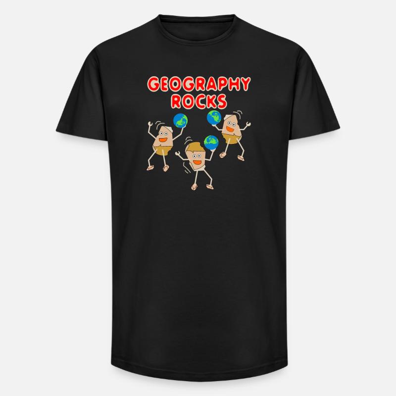Three Geography Rocks - Long Fit Männer T-Shirt - Schwarz