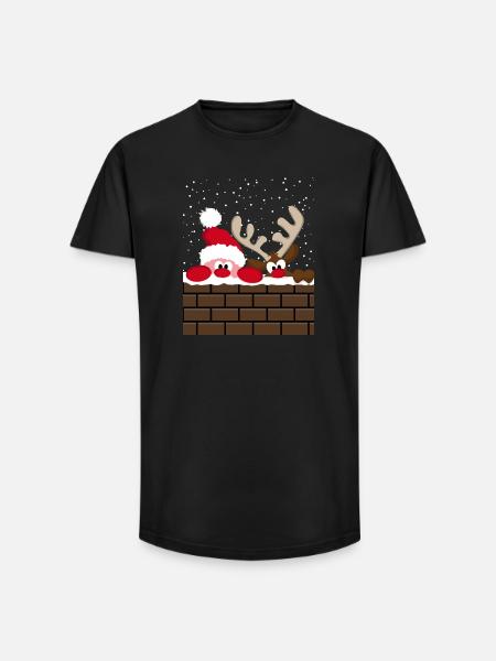 Santa & Rudolph - Long Fit Men's T-Shirt - black