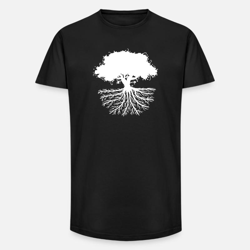 tree roots white - Long Fit Männer T-Shirt - Schwarz