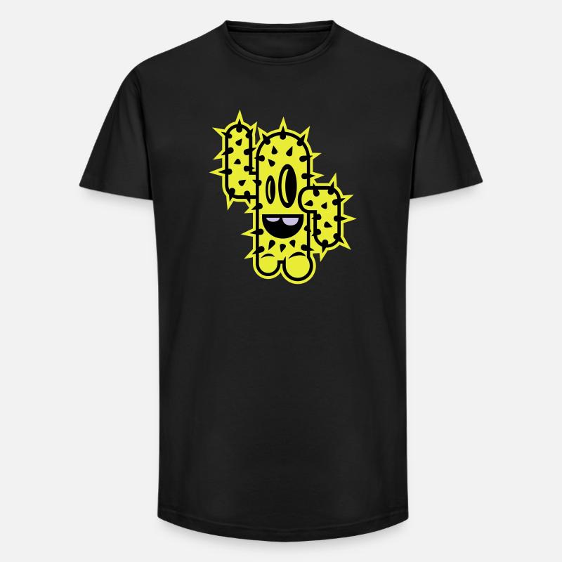 kaktus high five comic - Long Fit Männer T-Shirt - Schwarz