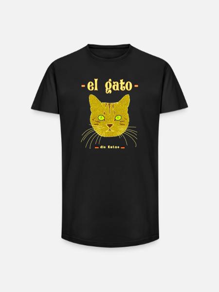 The cat in Spanish - Long Fit Men's T-Shirt - black