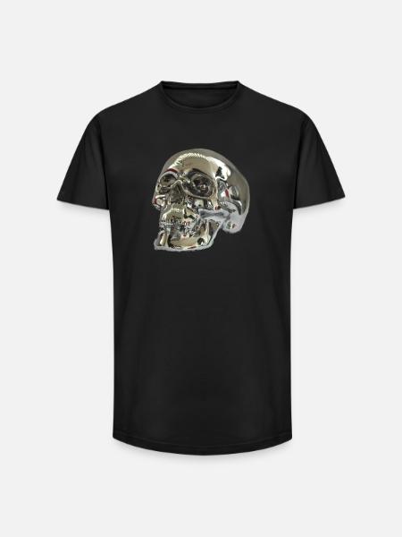 Crâne d'argent - T-shirt coupe longue homme - noir