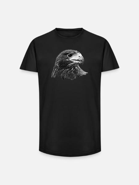 Eagle, Falcon, Falconry Bird of Prey, Grey - Long Fit Men's T-Shirt - black