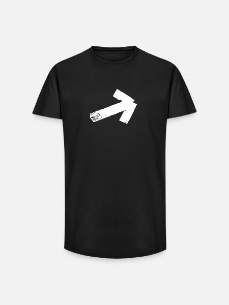 Pfeil schräg - weiß - Long Fit Männer T-Shirt - Schwarz