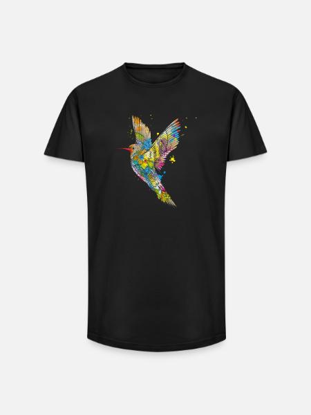 Hummingbird graffiti - Long Fit Men's T-Shirt - black