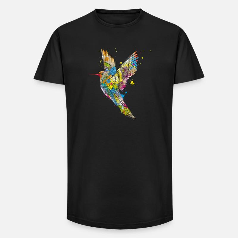 Kolibri Graffiti - Long Fit Männer T-Shirt - Schwarz