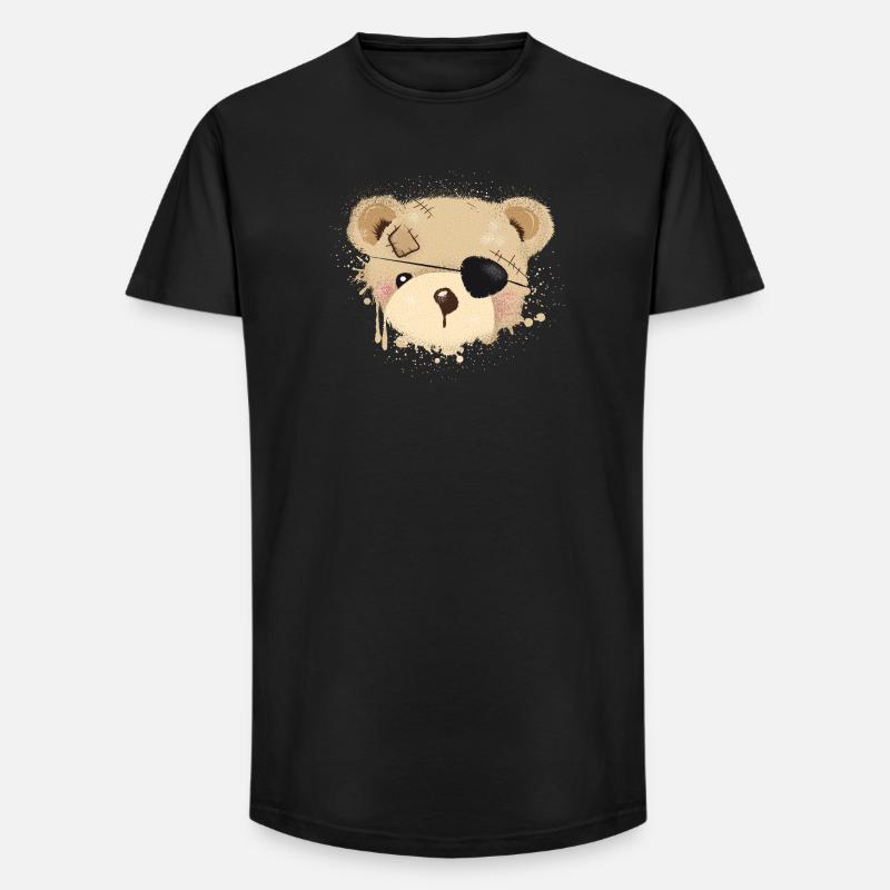 Teddy with eye patch - Long Fit Men's T-Shirt - black