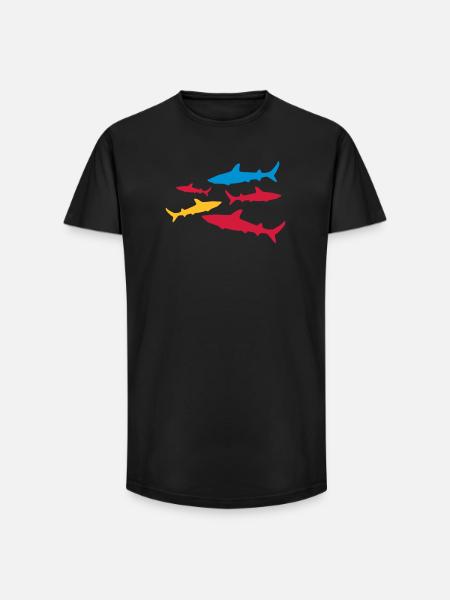 shark - Long Fit Men's T-Shirt - black