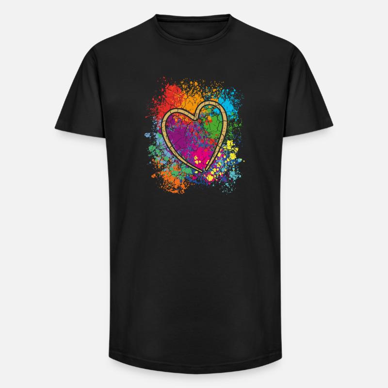 Buntes Herzkunst Design Graffiti  Look - Long Fit Männer T-Shirt - Schwarz