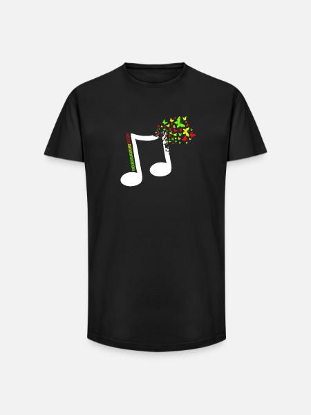 Note couleur papillon - T-shirt coupe longue homme - noir