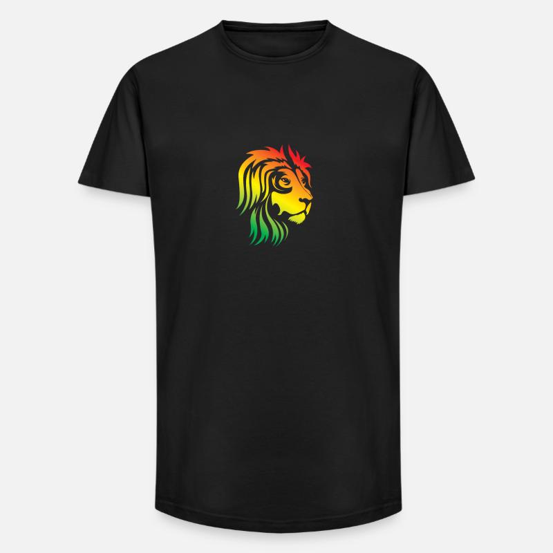 Regenbogenlöwe Kopf - Long Fit Männer T-Shirt - Schwarz