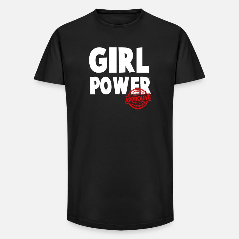 Girl Power Bold Script Design - Long Fit Men's T-Shirt - black