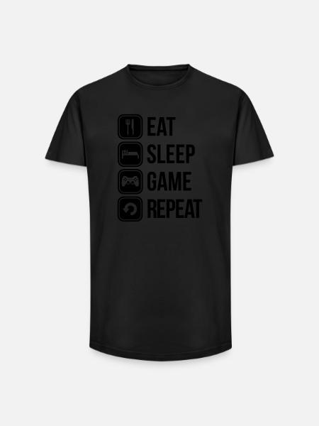 eat sleep game repeat - Long Fit Men's T-Shirt - black