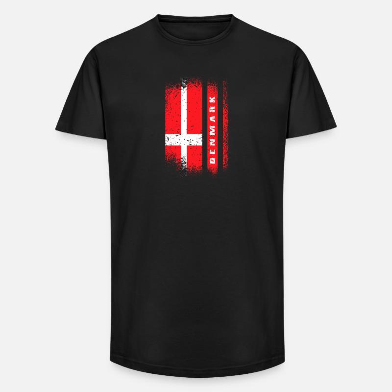 Danemark Drapeaux Conception / Cadeau Copenhague - T-shirt coupe longue homme - noir