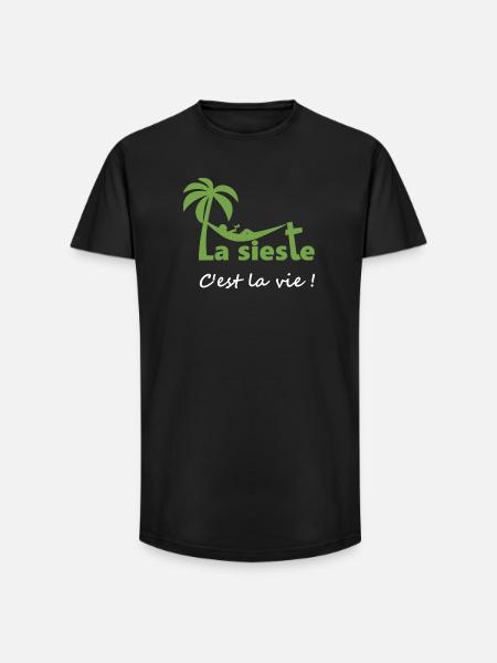 La sieste - T-shirt coupe longue homme - noir