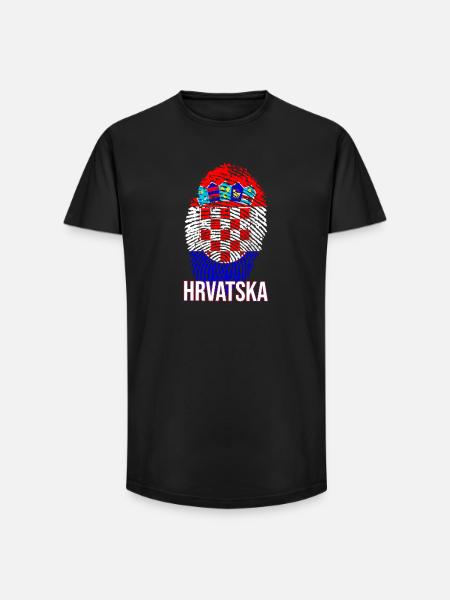 Conception HRVATSKA avec drapeau croate - T-shirt coupe longue homme - noir