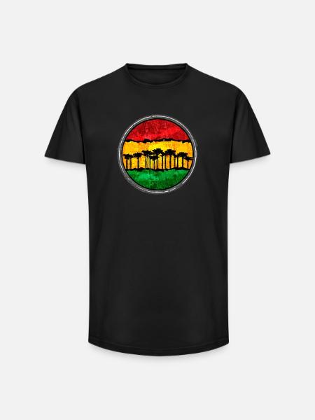African sunset with reggae motif - Long Fit Men's T-Shirt - black
