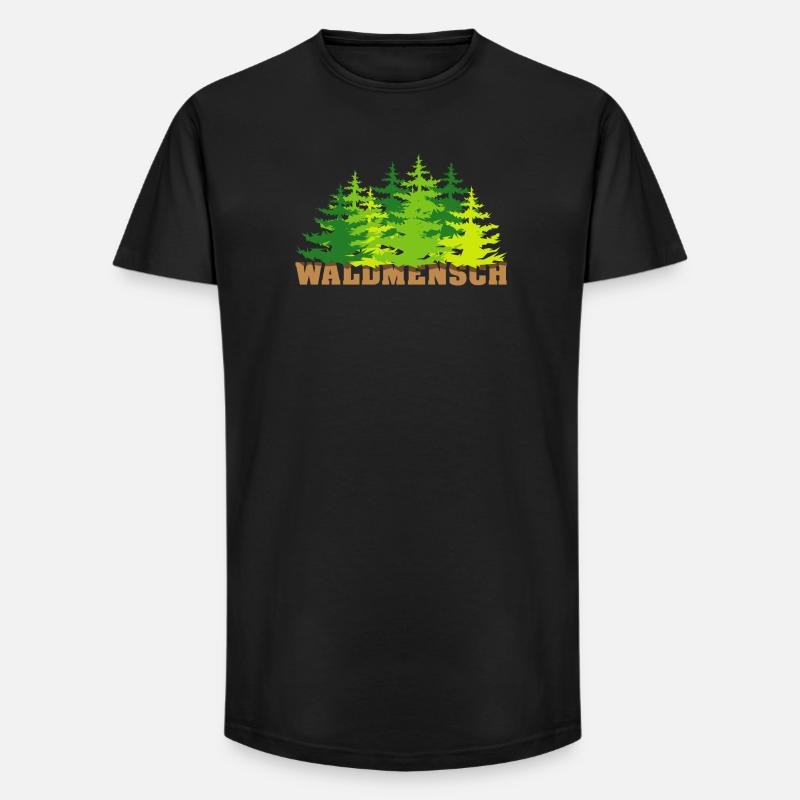 waldmensch wälder baum bäume geschenkidee - Long Fit Männer T-Shirt - Schwarz