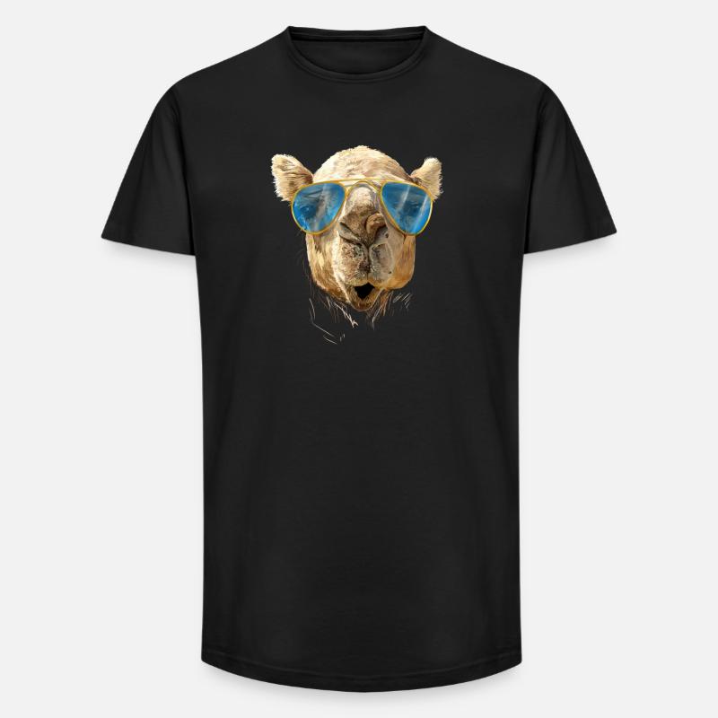 Kamel mit Sonnenbrille - Long Fit Männer T-Shirt - Schwarz