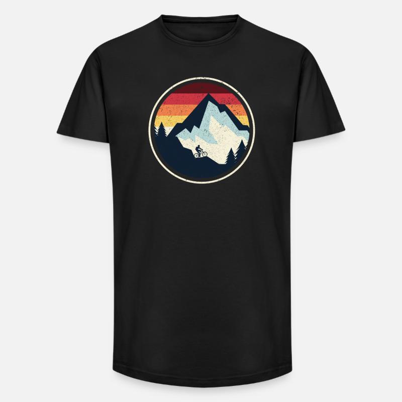 Sunset Peak MTB Silhouette - Long Fit Männer T-Shirt - Schwarz