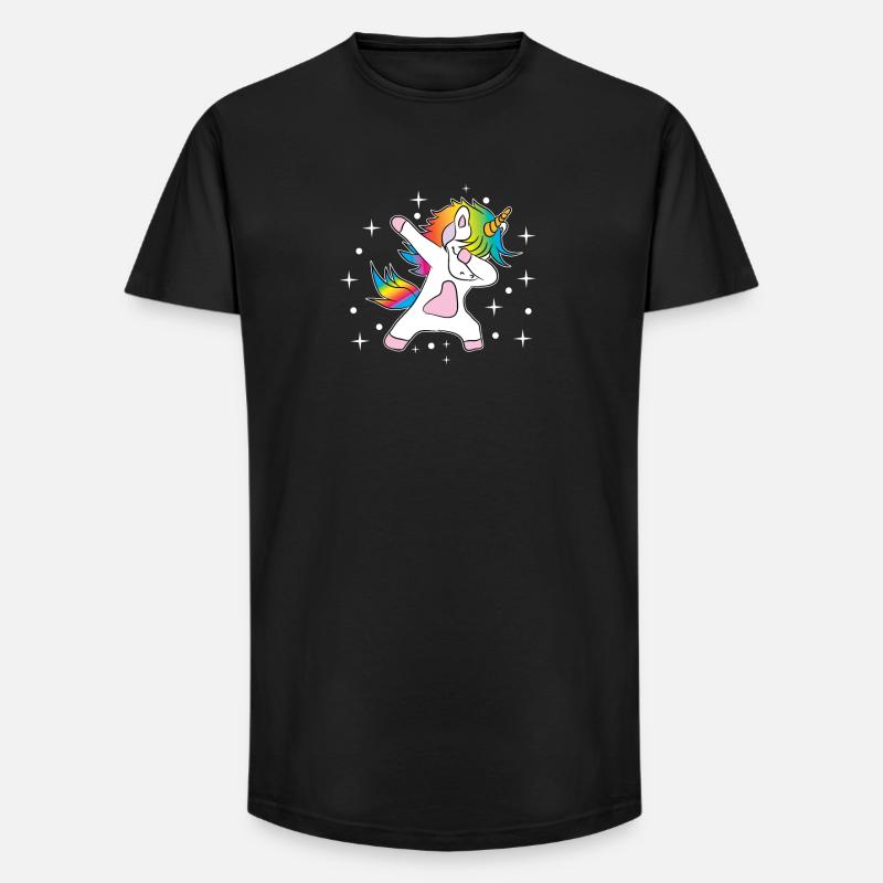 Einhorn Dab Regenbogen - Long Fit Männer T-Shirt - Schwarz