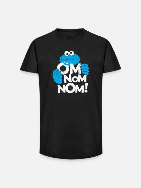 Sesamstraße Krümelmonster Om Nom Nom - Long Fit Männer T-Shirt - Schwarz