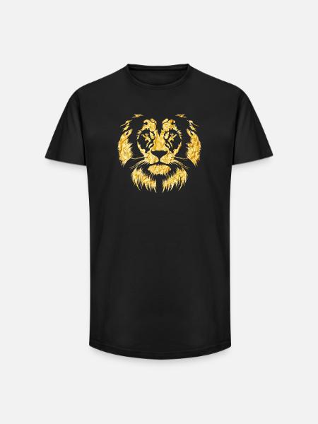 Lion gold - Long Fit Men's T-Shirt - black
