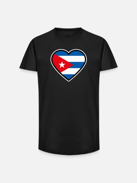 kuba flagge herz - Long Fit Männer T-Shirt - Schwarz