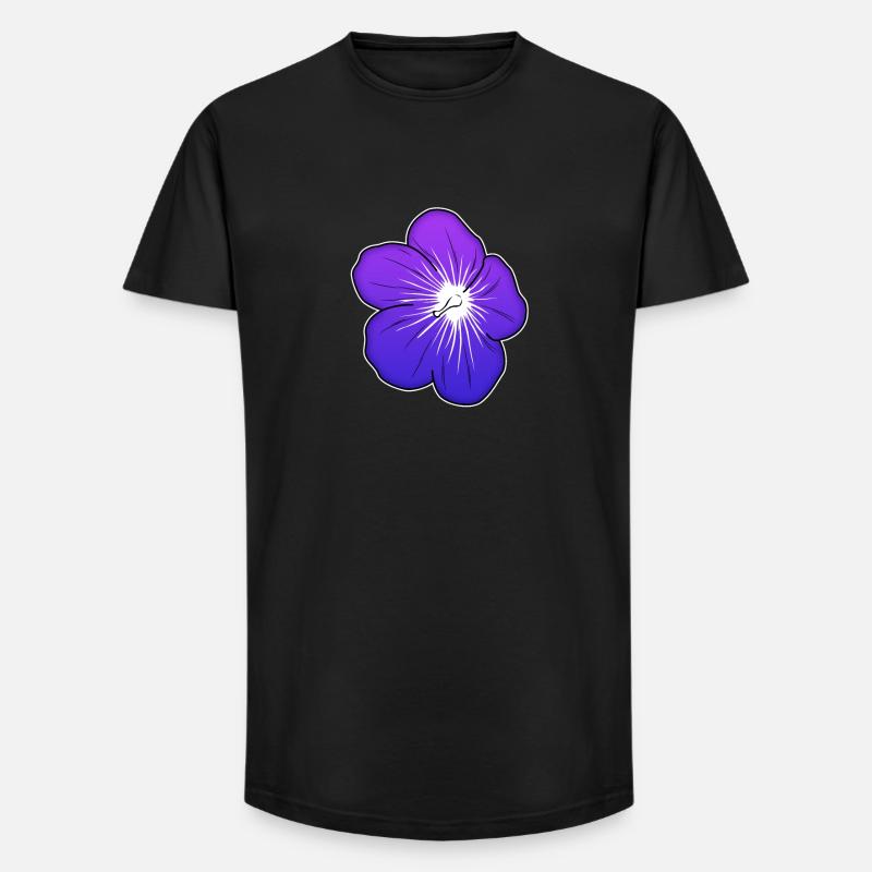 Violette Blütenillustration mit leuchtender Mitte - Long Fit Männer T-Shirt - Schwarz