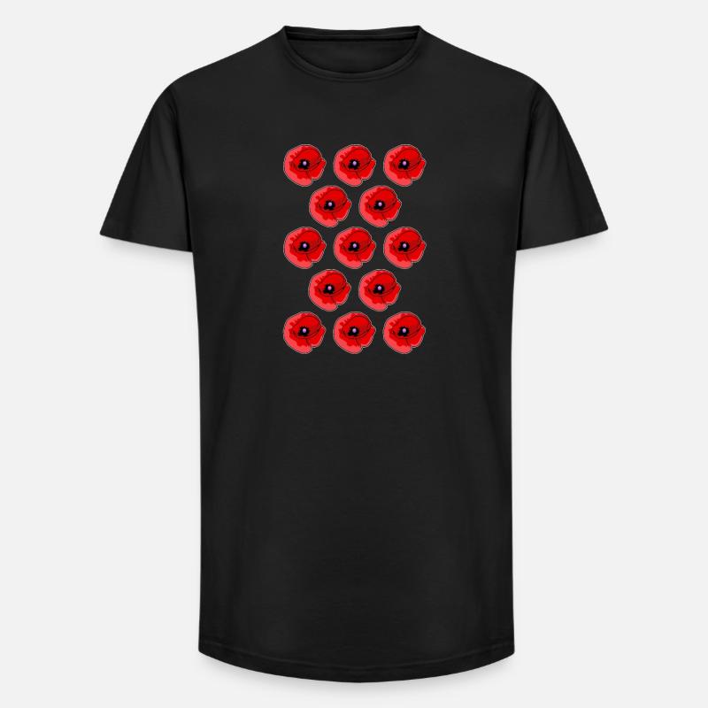 Abstrakte Mohnblumen Muster - Long Fit Männer T-Shirt - Schwarz