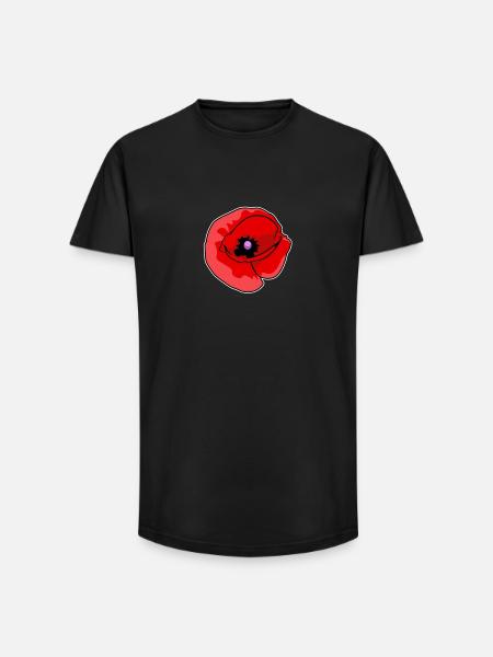 Artful Poppy on Canvas - Long Fit Men's T-Shirt - black
