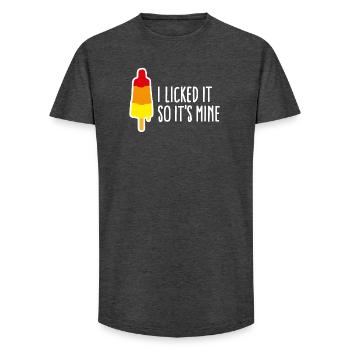 I licked it so it's mine licking popsicle ice - Long Fit Men's T-Shirt - charcoal grey - Front - AI Model Male 185 light (185cm)