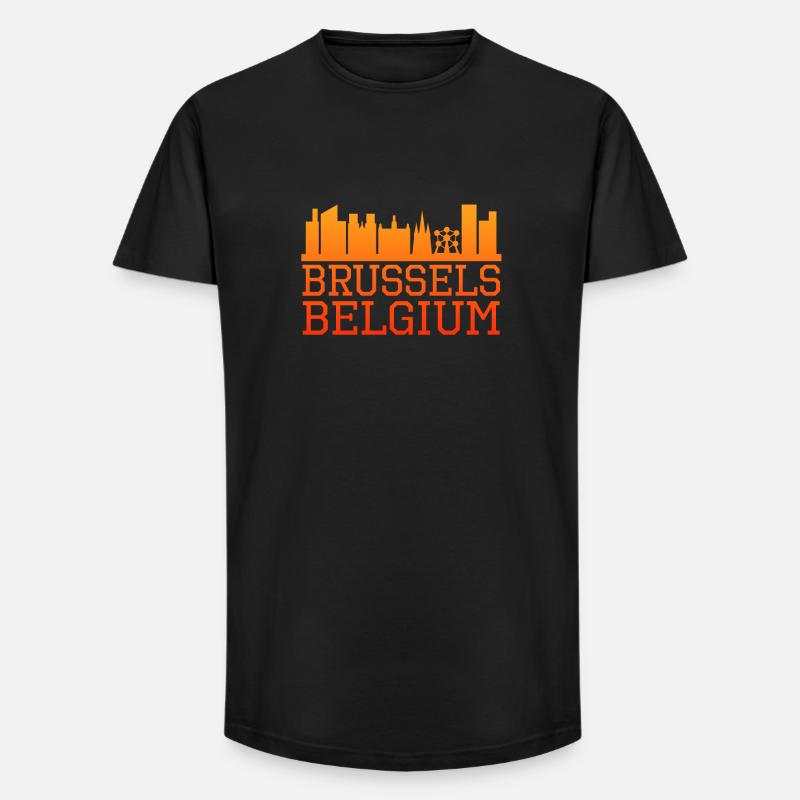 Brüssel Skyline Silhouette Design - Long Fit Männer T-Shirt - Schwarz