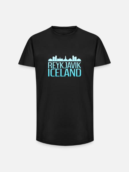 Reykjavik Icy Skyline Design - Long Fit Men's T-Shirt - black