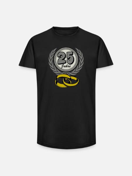 Silver Wedding Anniversary ,25 Years , Marriage ,Wedding Anniversary,(25) - Long Fit Men's T-Shirt - black