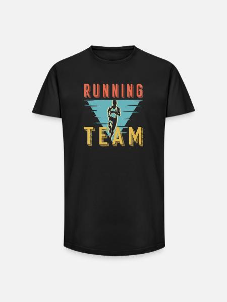 Retro Running Team Sprint Club Graphic - Long Fit Men's T-Shirt - black