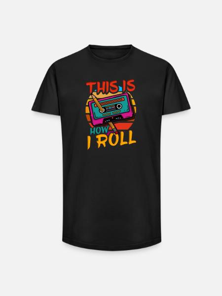 80's 90's Cassette Birthday - Long Fit Men's T-Shirt - black