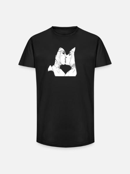 Baiser en tenue religieuse : lien délicat - T-shirt coupe longue homme - noir