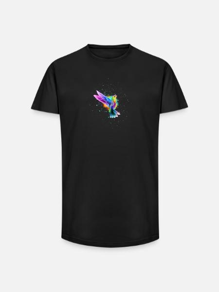 Regenbogen-Aquarell Hummingbird Burst - Long Fit Männer T-Shirt - Schwarz