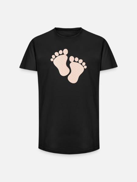 empreintes de bébé mignon - T-shirt coupe longue homme - noir