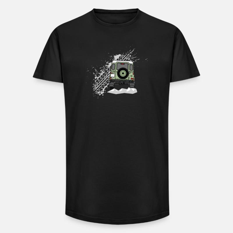 Defender Splash hinten - Long Fit Männer T-Shirt - Schwarz