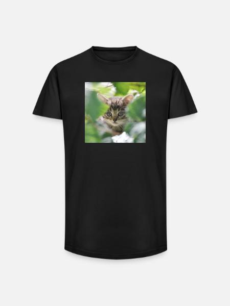 Shy but curious kitten - Long Fit Men's T-Shirt - black