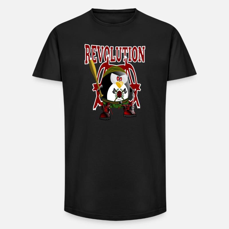 Pinguin, Revolution - Long Fit Männer T-Shirt - Schwarz