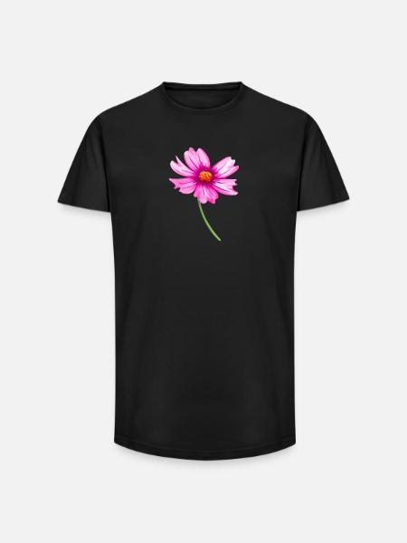 fleur - T-shirt coupe longue homme - noir