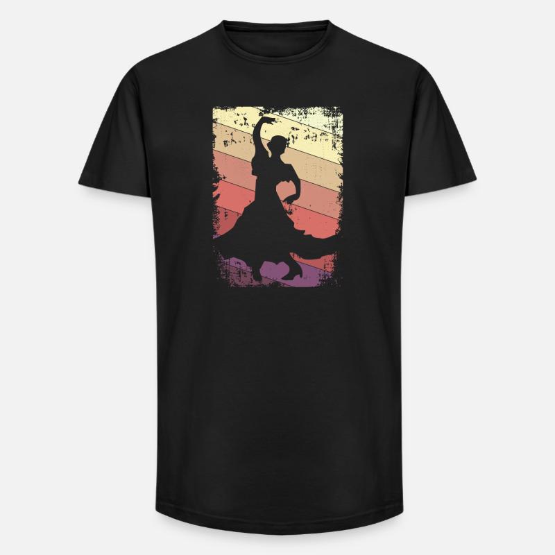 Flamenco Tanzen - Long Fit Männer T-Shirt - Schwarz