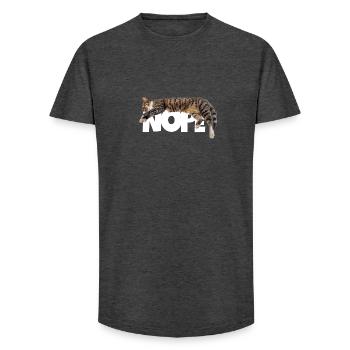 Nope Katze - Long Fit Männer T-Shirt - Anthrazit - Vorne - AI Model Male 185 light (185cm)