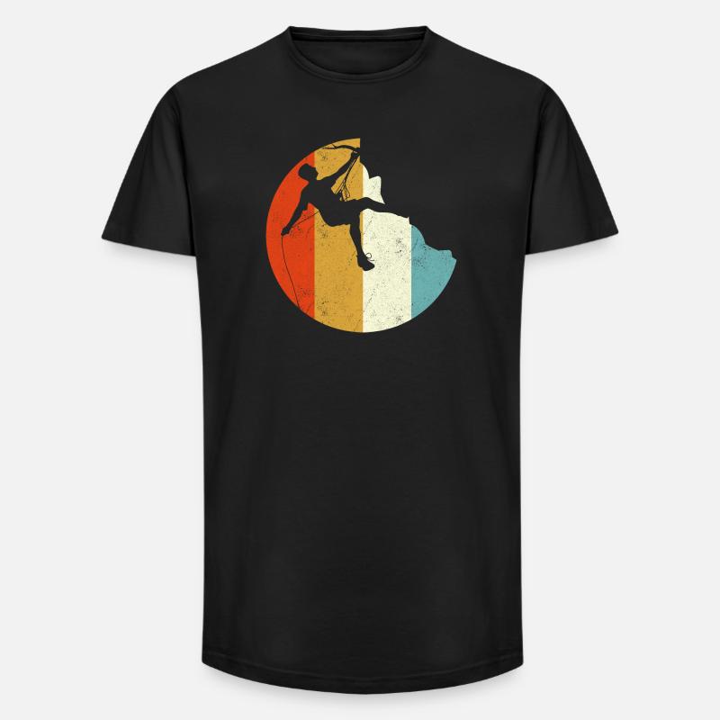 Climber Silhouette on Rainbow Gradient Globe - Long Fit Men's T-Shirt - black
