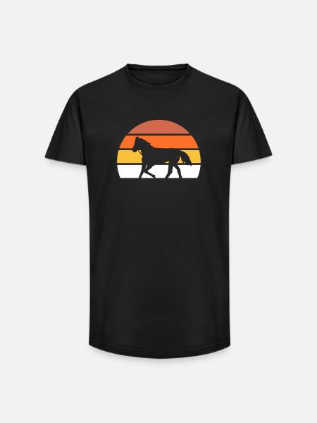 Pferd Retro - Long Fit Männer T-Shirt - Schwarz